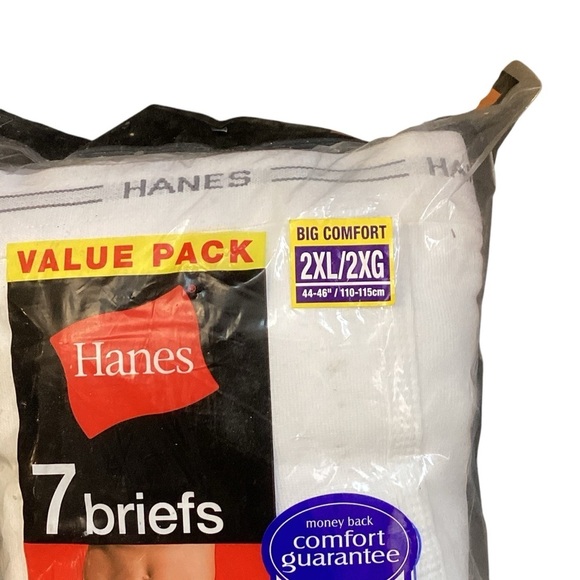 Retro‎ Hanes Full Cut Briefs 100% Preshrunk Cotton Comfort Flex Waistband 2XL - Picture 2 of 8